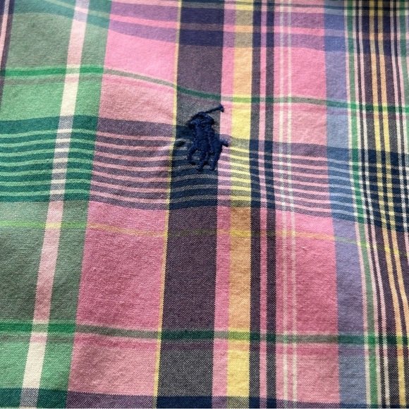 POLO Ralph Lauren Button Down Shirt Men's Classic Fit Blue Pink Plaid Size M - Picture 3 of 7